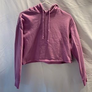H&M purple cropped hoodie.